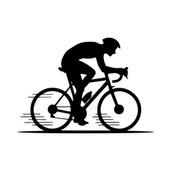 Illustration of a cyclist isolated on white background. Design element for emblem, sign, poster, badge. Vector illustration