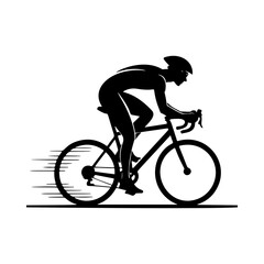 Illustration of a cyclist isolated on white background. Design element for emblem, sign, poster, badge. Vector illustration