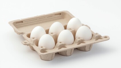 Eggs in an egg carton on a white background. Isolated