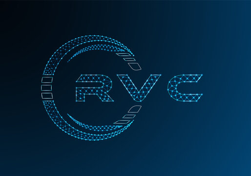 RVC low poly letter logo vector design. RVC lower poly logo design. Low poly logo.