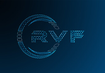 RVF low poly letter logo vector design. RVF lower poly logo design. Low poly logo.