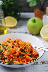 A bowl with traditional Polish carrot salad  © nastyakamysheva