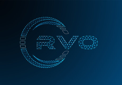 RVO low poly letter logo vector design. RVO lower poly logo design. Low poly logo.