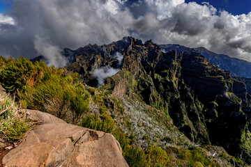 Evening in the mountain landscape at Pico Ruivo on Madeira, Portugal.