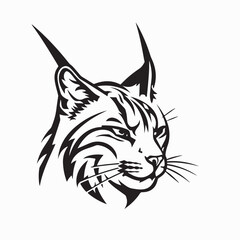 Bobcat Head Vector Drawing in Flat Style Isolated on white background