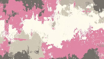Obraz premium A textured abstract design featuring a blend of pink, gray, and white hues, with visible brushstrokes and mottled patterns, creating a unique background.