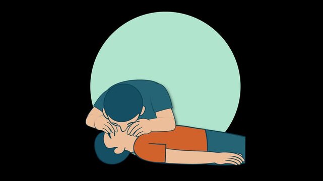Step-by-Step Animation of Rescue Breaths in CPR Procedure