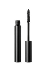 Obraz premium Black mascara tube, open and closed