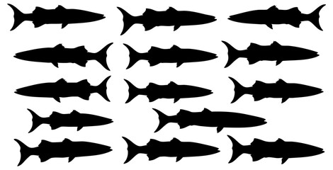 Minimalist Silhouette Barracuda Repeating Pattern Aquatic Life Surface Design