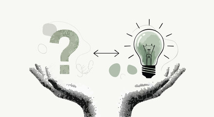 Question and answer: hands holding question mark and lightbulb.