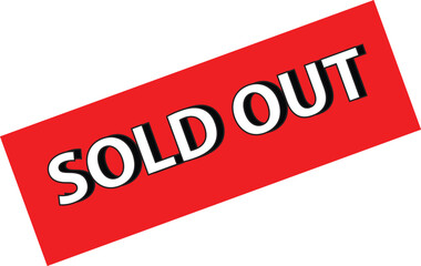 SOLD OUT Red Sign on White Background | Clearance Sale Banner for Retail, E-commerce, and Promotional Marketing