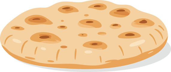 A light beige round flatbread with brown spots.