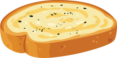 A slice of garlic bread with herbs and spices.