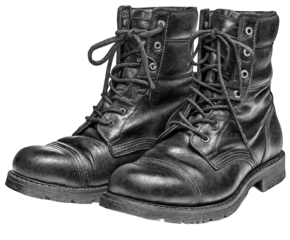 Pair of black leather work boots (1)