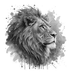 Majestic lion artwork with a modern artistic touch, perfect for logos, posters, and impactful designs, showcasing strength and grace in monochrome tones