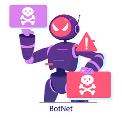 Malicious BotNet Alert Vector Illustration