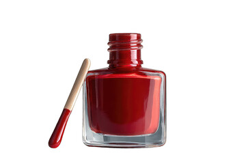 Red nail polish bottle and applicator