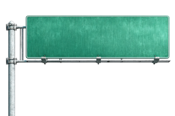 Empty teal road sign on metal post