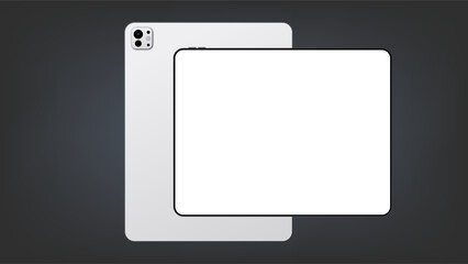 New tablet 2025  computer with blank horizontal screen isolated on white background. vector