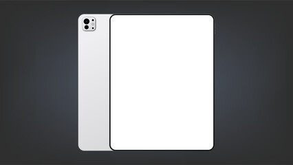 New tablet 2025  computer with blank horizontal screen isolated on white background. vector