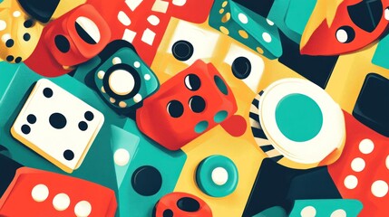 Board Game Theme Retirement Banner - playful graphics, dice and board pieces, fun farewell