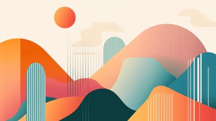 Minimalist Geometric Retirement Banner - abstract shapes, cool gradients, modern design --ar