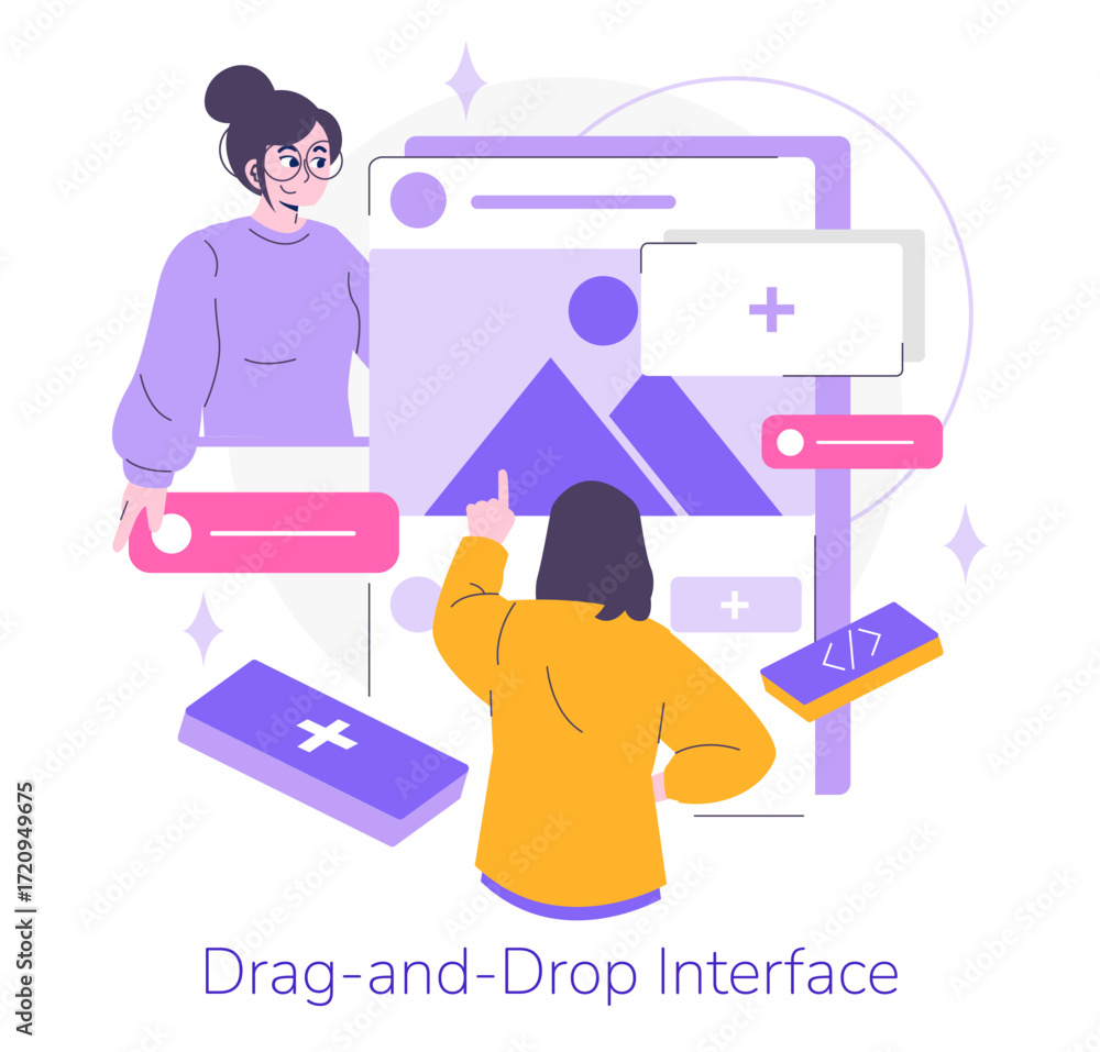 Poster Interactive Drag and Drop Interface Vector Illustration