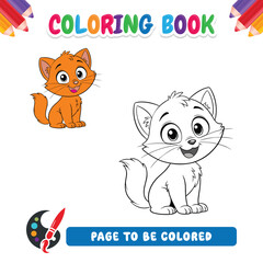Coloring book for kids, cat vector