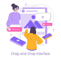 Interactive Drag and Drop Interface Vector Illustration