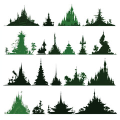 Emerald city silhouette collection black and white illustrations