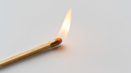 Close-up of flaming match isolated on clean white background

