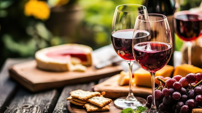 Retirement Banner with Wine and Cheese - cozy setting, wine glasses clinking, relaxation