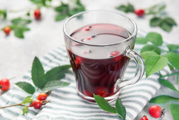 Rosehip tea warming drink with berries