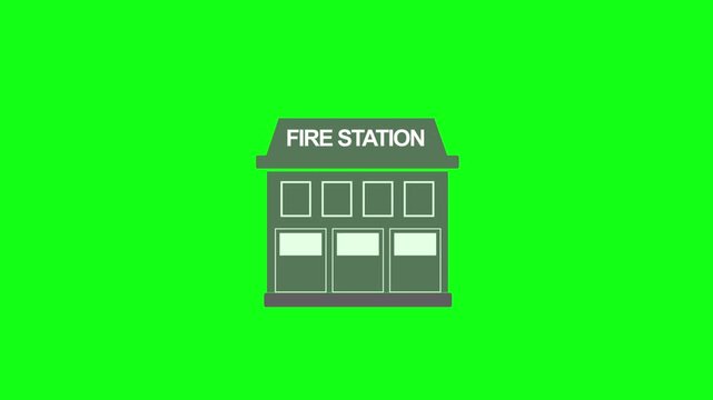 Animated Fire Station on Green Screen for Emergency Response Community Safety and Animated Backgrounds in Vector