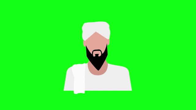 Bearded Man Avatar Animation on Green Screen Background