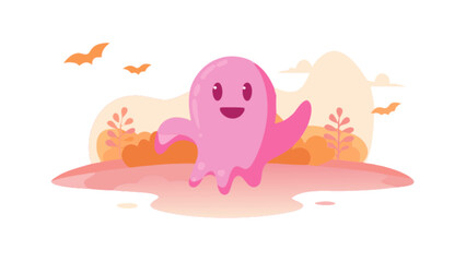 Cute cartoon halloween ghost vector illustration for kids design and spooky october holiday decoration art