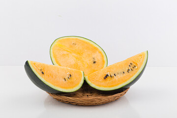 yellow watermelon fruit isolated on white background