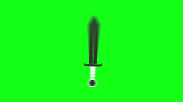 Medieval Sword Icon Animation on Green Screen Background