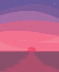 night landscape with moon