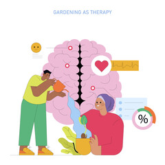 Gardening as Therapy Vector Illustration of Positive Interaction