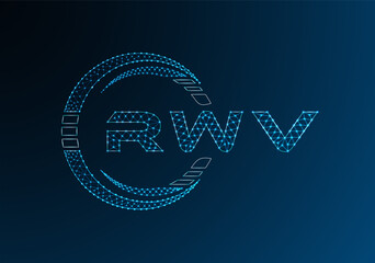 RWV low poly letter logo vector design. RWV lower poly logo design. Low poly logo.