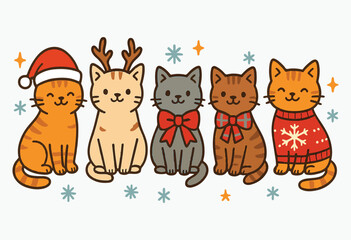Christmas Kitty Parade, Festive Cat Crew, Holiday Whiskers, Santa&rsquo;s Purrfect Helpers, Winter Cat Charm