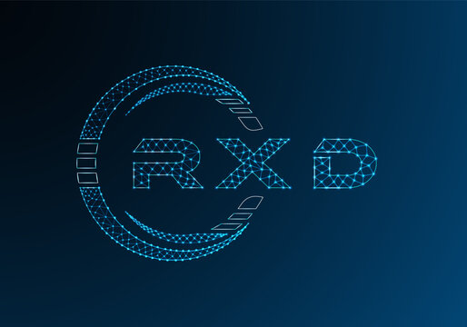 RXD low poly letter logo vector design. RXD lower poly logo design. Low poly logo.