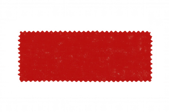 Rectangular red stamp label with a distressed grunge texture and jagged edges, offering a clear area on a see-through background