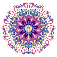 Florals Mandala Art deco element motif with sweet purple color.