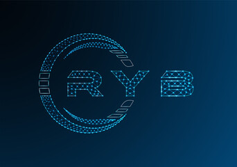 RYB low poly letter logo vector design. RYB lower poly logo design. Low poly logo.