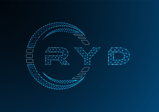 RYD low poly letter logo vector design. RYD lower poly logo design. Low poly logo.