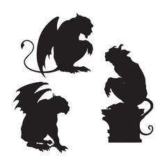Black and white gargoyle silhouettes collection