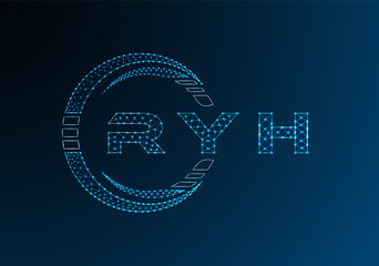 RYH low poly letter logo vector design. RYH lower poly logo design. Low poly logo.