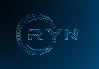 RYN low poly letter logo vector design. RYN lower poly logo design. Low poly logo.